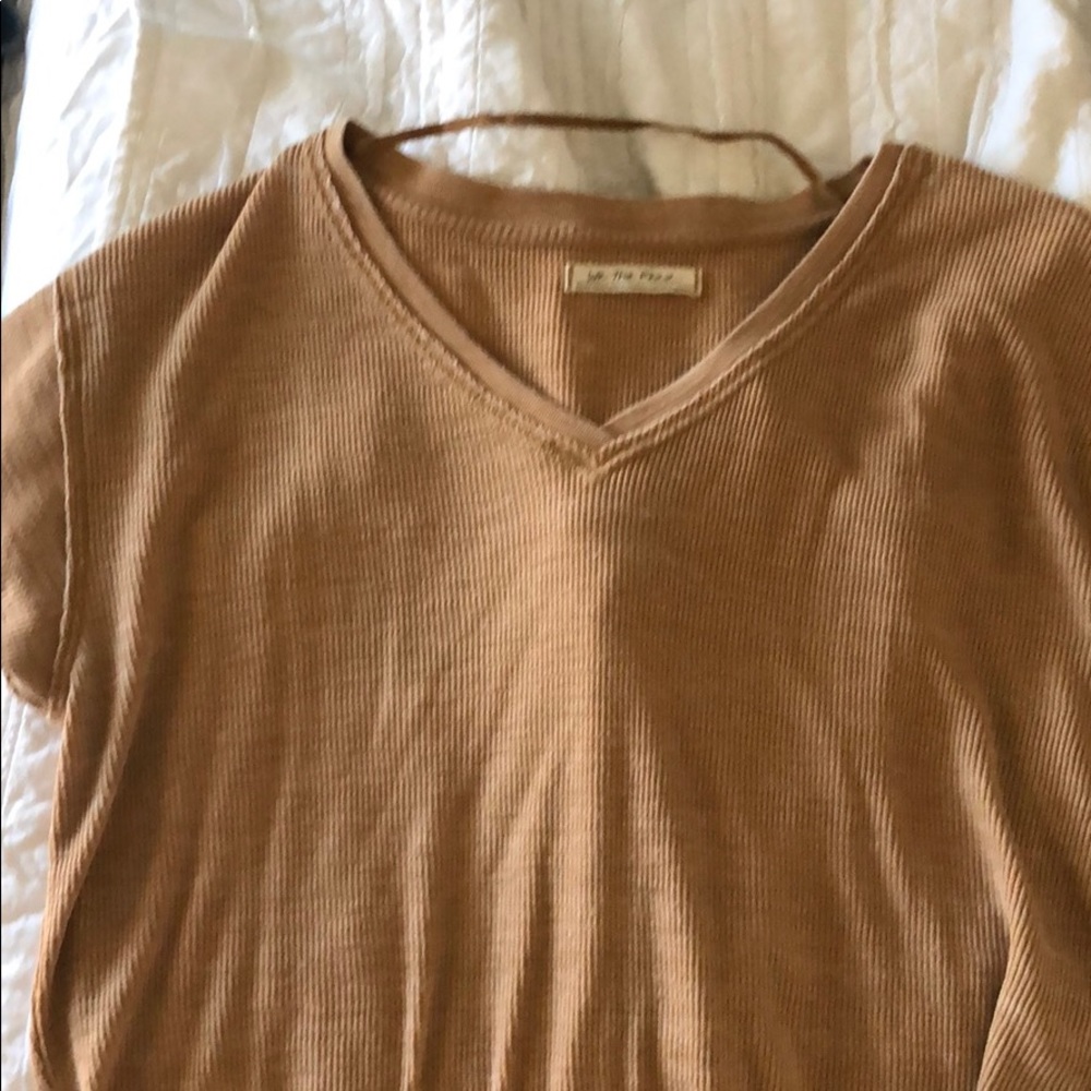 Free people mustard waffle tee
